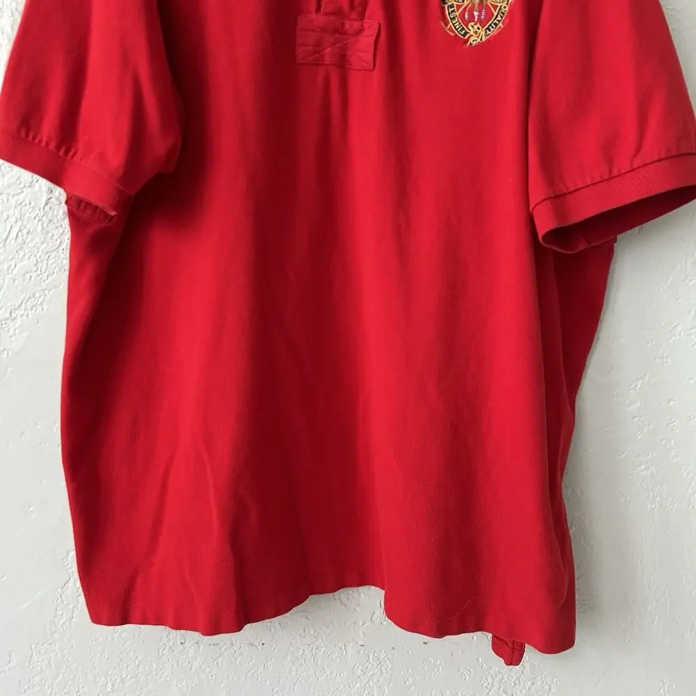 Polo Ralph Lauren 4XL Big Red Polo Shirt Flesh Pony Crest Rugby Preppy Cotton